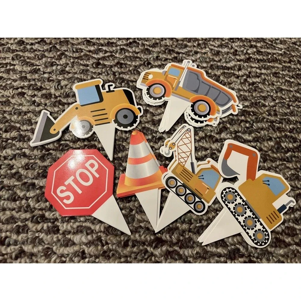 42 Pcs Construction Cupcake Toppers Construction Party Decorations Truck Birt...